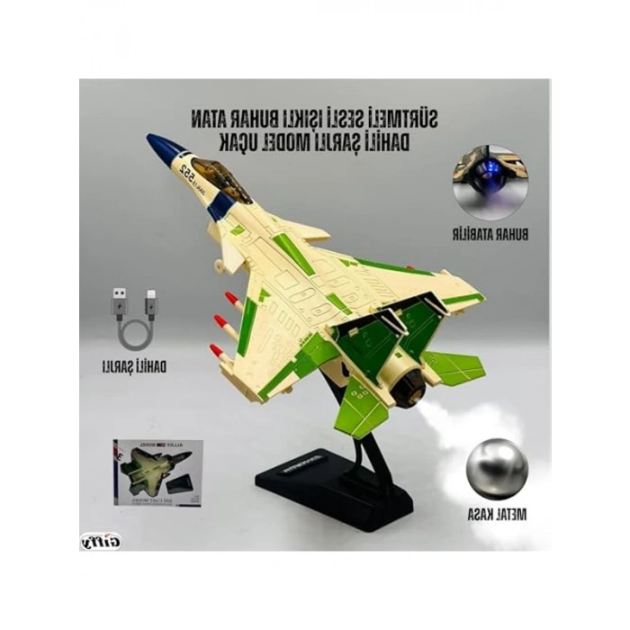Şarjlı Metal Uçak Modeli, Işıklı ve Sesli Savaş Uçağı, Kutulu