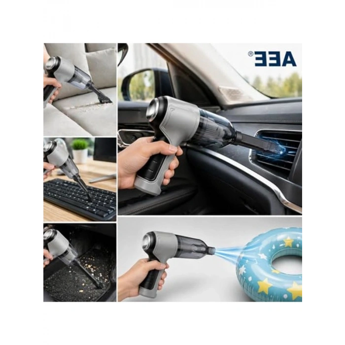 Şarjlı Mini Araç Süpürgesi, 120W ve 6000Pa Güç ile