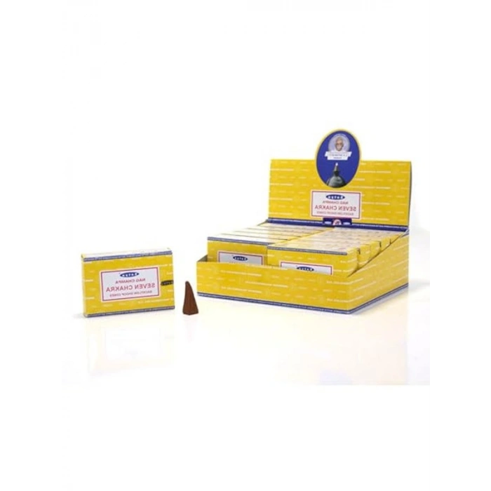 Satya Nag Champa Konik Tütsü- backflow cones (Geri Akışkanlı)(Premium Natural Incense Cones) (7 Chakra)