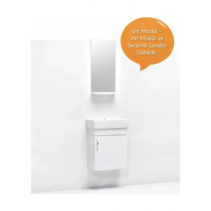 Saydam Banyo Ebeveyn Slim 50 cm Mdf Banyo Dolabı Beyaz