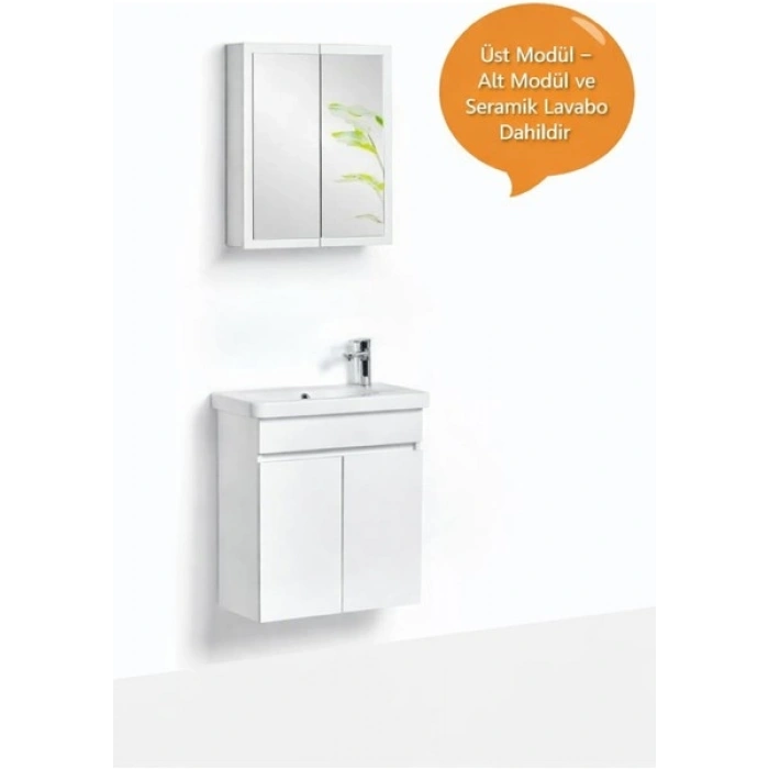 Saydam Banyo Marla 60X30 cm Alt Üst Banyo Dolabı Takımı