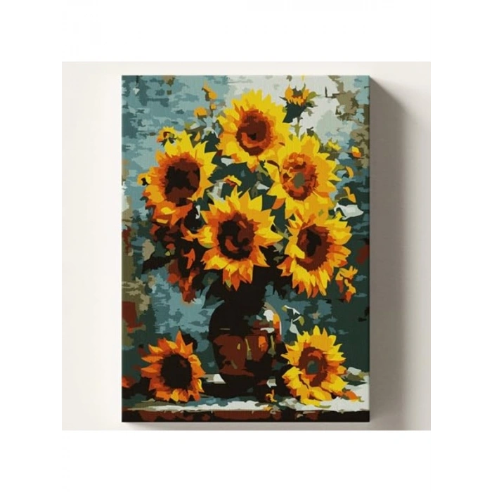 Sayılarla Boyama Tuval Seti, Ayçiçek Temalı 40x50 cm