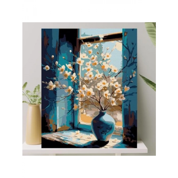 Sayılarla Boyama Tuval Seti - Camdaki Vazo Temalı