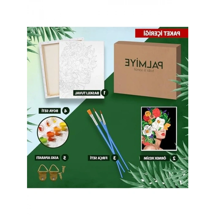 Sayılarla Boyama Tuval Seti - Fırça ve Boyalar Dahil 40x50 cm