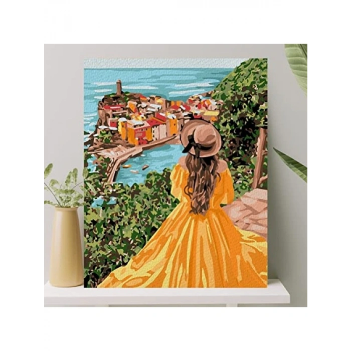 Sayılarla Boyama Tuval Seti - Sarı Elbiseli Kız (40x50 CM)