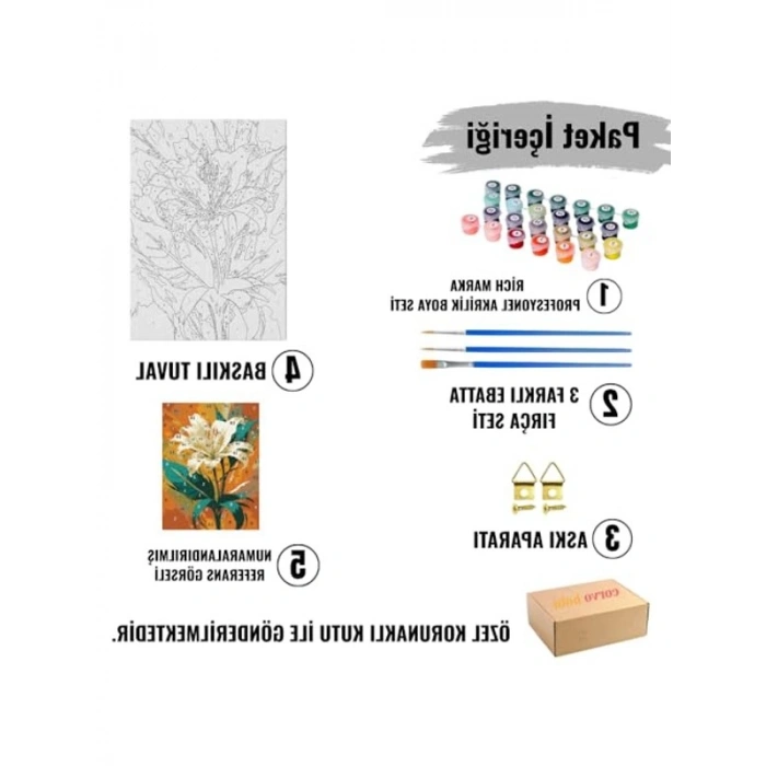 Saylarla Boyama Tuvali Seti, Fırça ve Boya ile Birlikte