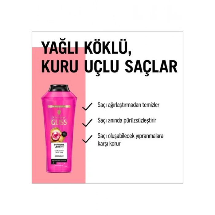 Schwarzkopf Gliss Supreme Length Koruyucu Şampuan 400 Ml