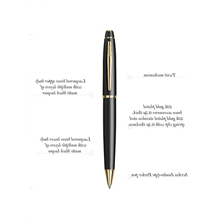 Scrikss Noble 35 Tükenmez Kalem Mat Siyah Altın