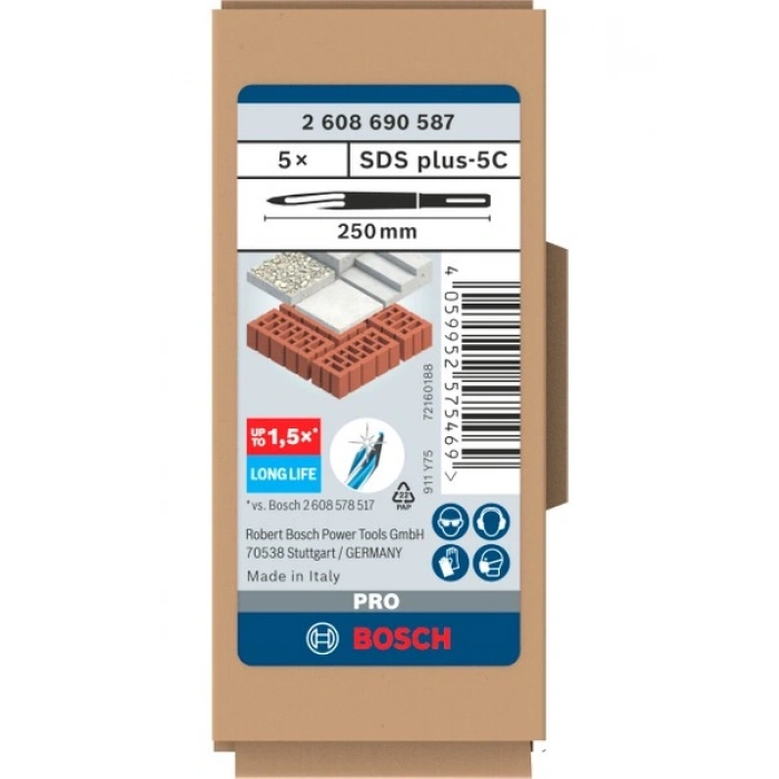 Sds-Plus Llife Sivri Keski 250 mm 5li