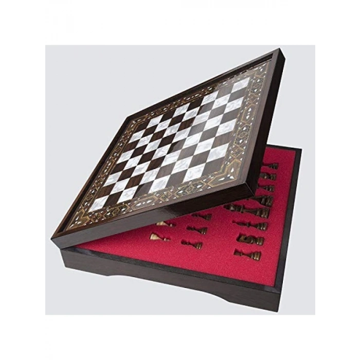 Sedef Kaplamalı Büyük Satranç Takımı