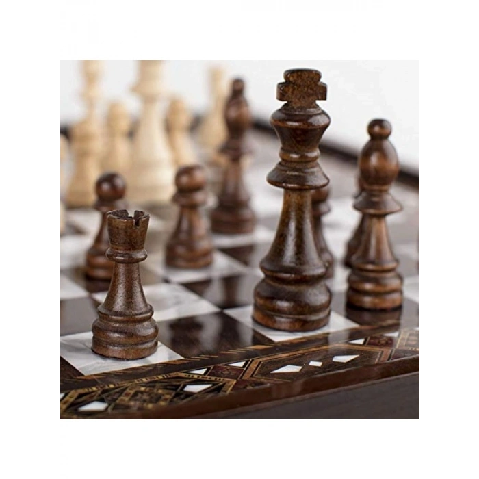 Sedef Kaplamalı Büyük Satranç Takımı