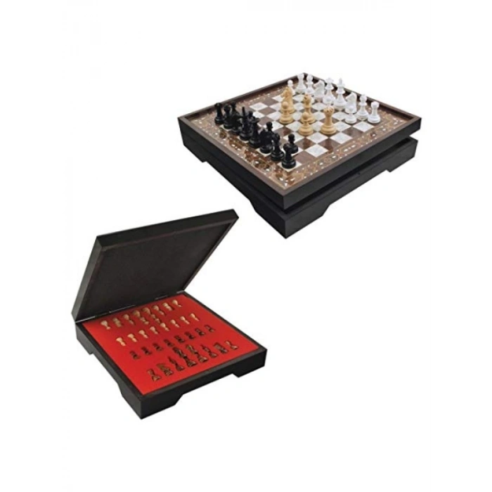 Sedef Kaplamalı Büyük Satranç Takımı