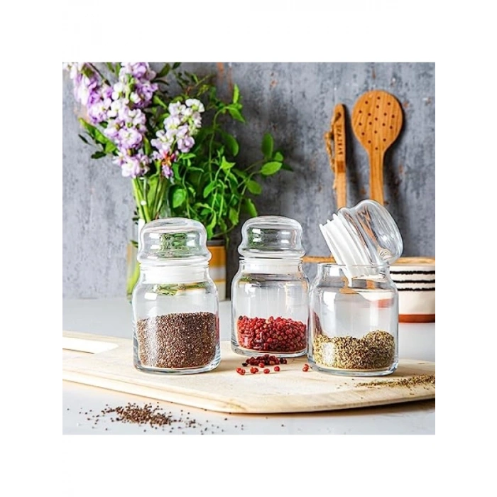 Şeffaf 290 cc Hacimli Kavanoz, 3lü Set, Elde Yıkanabilir