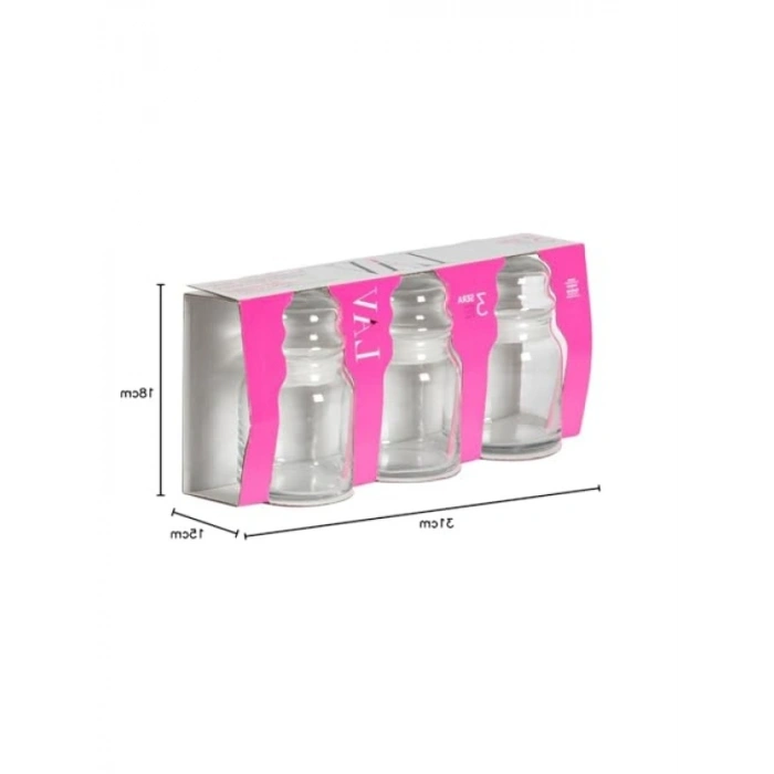 Şeffaf 290 cc Hacimli Kavanoz, 3lü Set, Elde Yıkanabilir