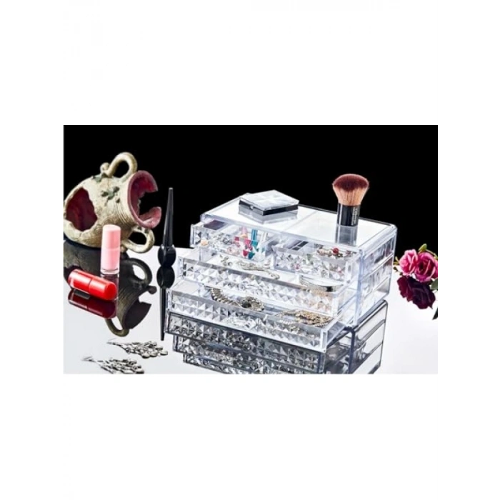 Şeffaf 4 Çekmeceli Makyaj ve Takı Organizeri