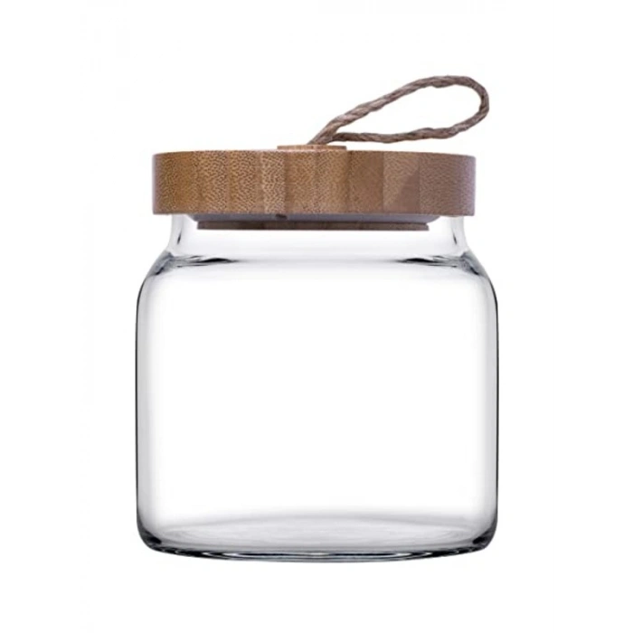 Şeffaf 575 cc Ahşap Kapaklı Kavanoz