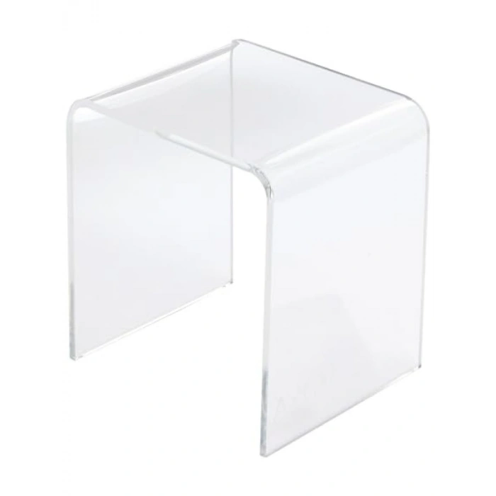 Şeffaf Akrilik Duş Oturağı - Kaydırmaz Ayaklar, 34x34x40 cm