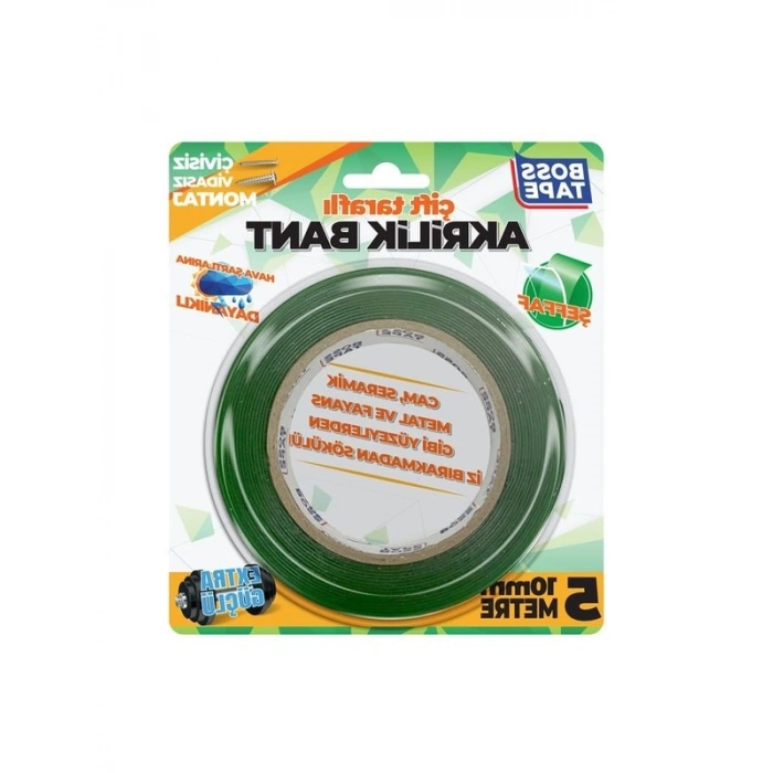 Şeffaf Akrilik Liner Bant, 10 mm x 5 m Boyutunda Yeşil Renkli