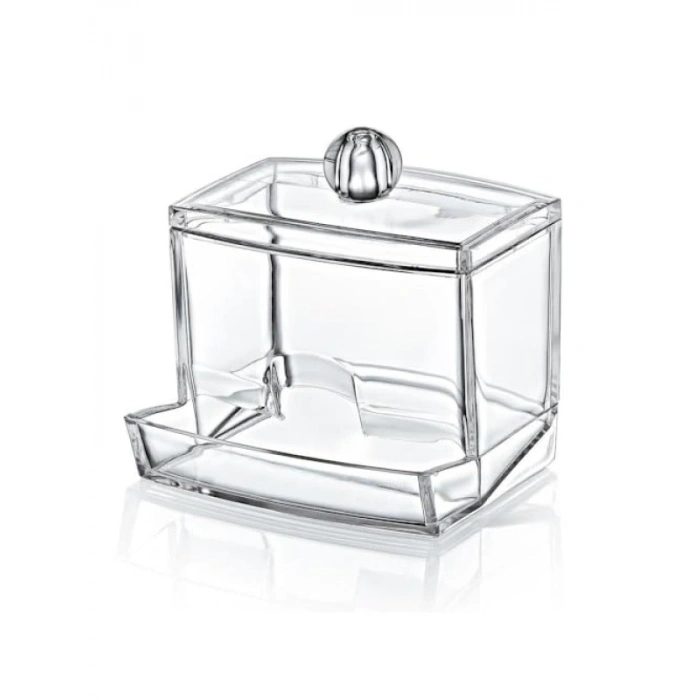 Şeffaf Akrilik Pamuklu Çubuk Organizeri, 8.8x10.5x6 cm