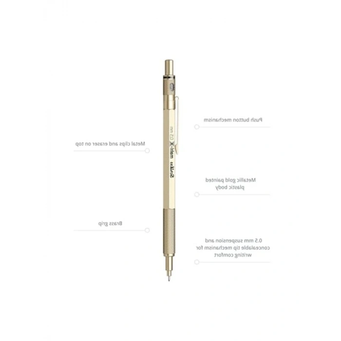 Şeffaf Ambalajda Metalik Altın Renkli Kalem, 0.5 mm