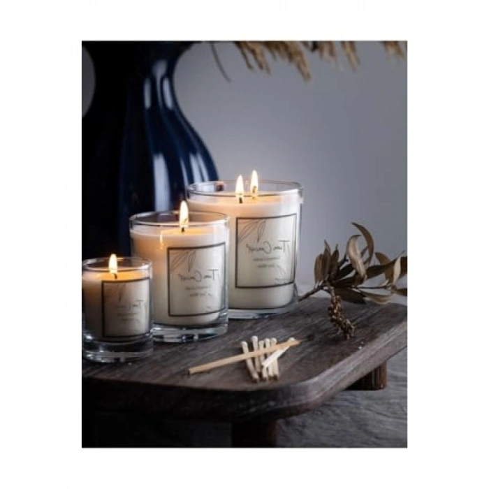 Şeffaf Cam 3lü Soya Mum Seti