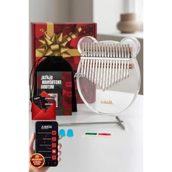 Şeffaf Cam Kalimba Seti, Paslanmaz Çelik Tuşlar ile Zengin Ses