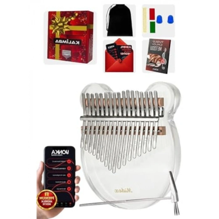 Şeffaf Cam Kalimba Seti, Paslanmaz Çelik Tuşlar ile Zengin Ses