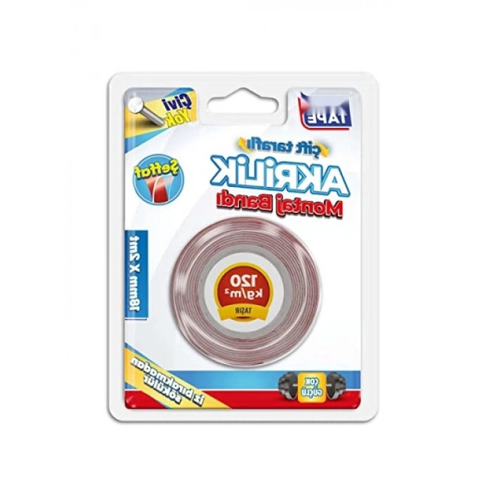 Şeffaf Çift Taraflı Akrilik Montaj Bandı - 18 mm x 2 m