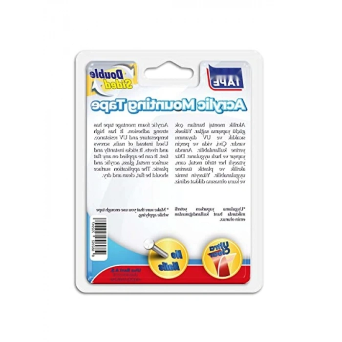Şeffaf Çift Taraflı Akrilik Montaj Bandı - 18 mm x 2 m