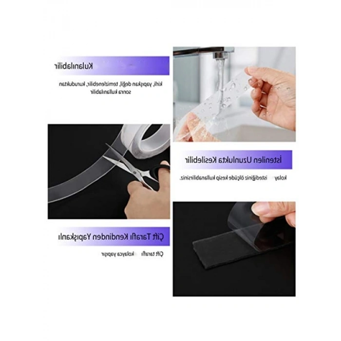 Şeffaf Çift Taraflı Nano Bant - 3 Metre