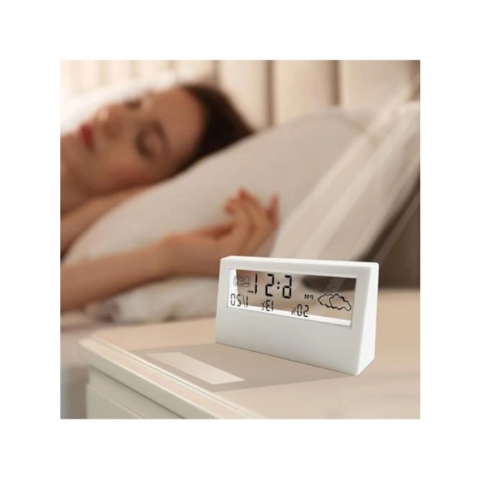 Şeffaf Dijital Masa Saati, Modern Tasarım, Pille Çalışan