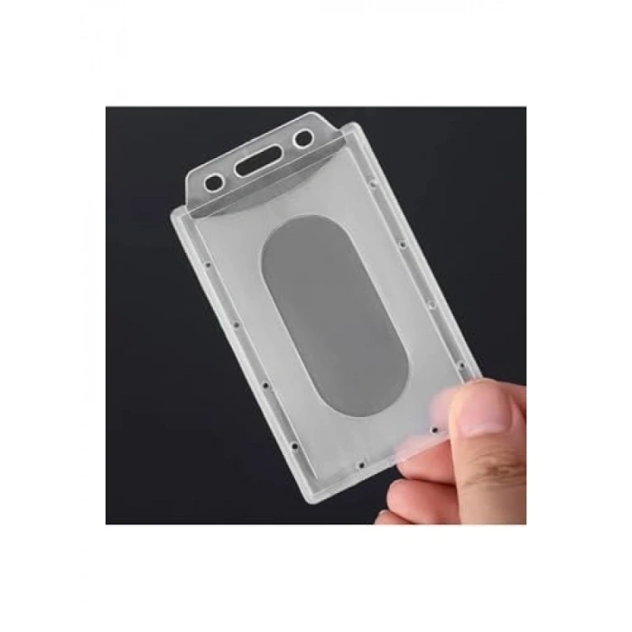 Şeffaf Dikey Yaka Kartı Kılıfı - Kart Koruyucu