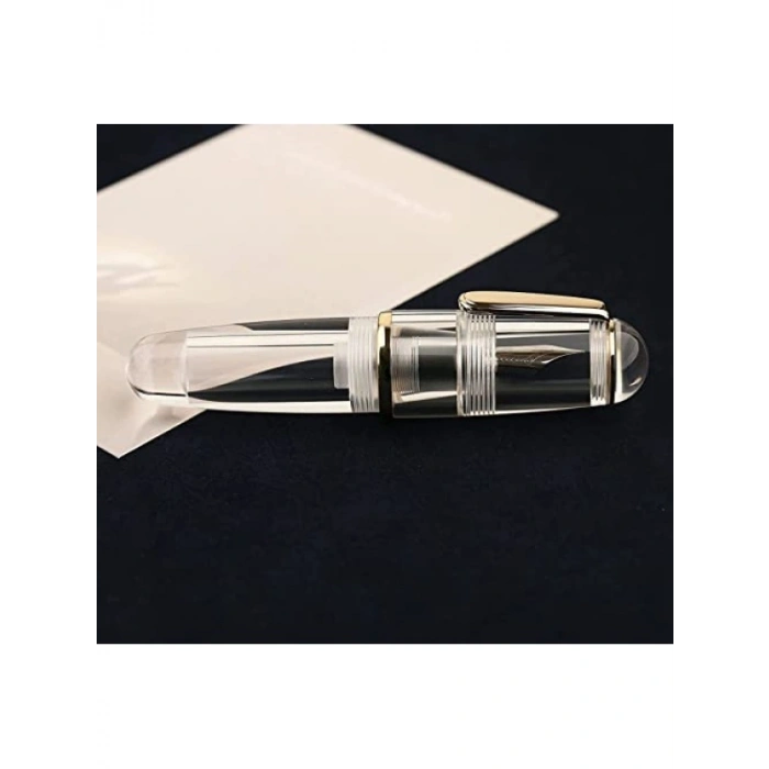 Şeffaf Dolma Kalem - Büyük Kapasiteli, Altın Kaplama Uç