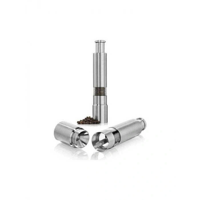 Şeffaf Hazneli Paslanmaz Çelik Biber ve Tuz Değirmeni