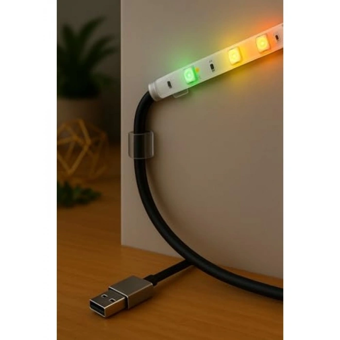 Şeffaf Kablo Tutucu - 20li Set, Yapışkanlı Klips