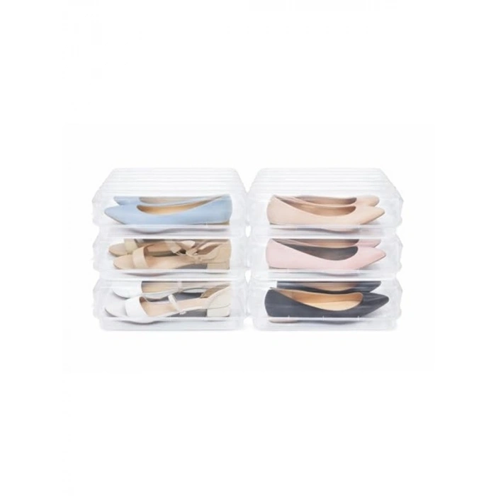 Şeffaf Kadın Ayakkabı Saklama Kabı, 12 Adet Taşıma Seti
