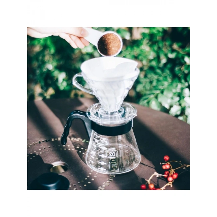 Şeffaf Kahve Demleme Seti - V60, Akrilonitril Stirenden Üretilmiş