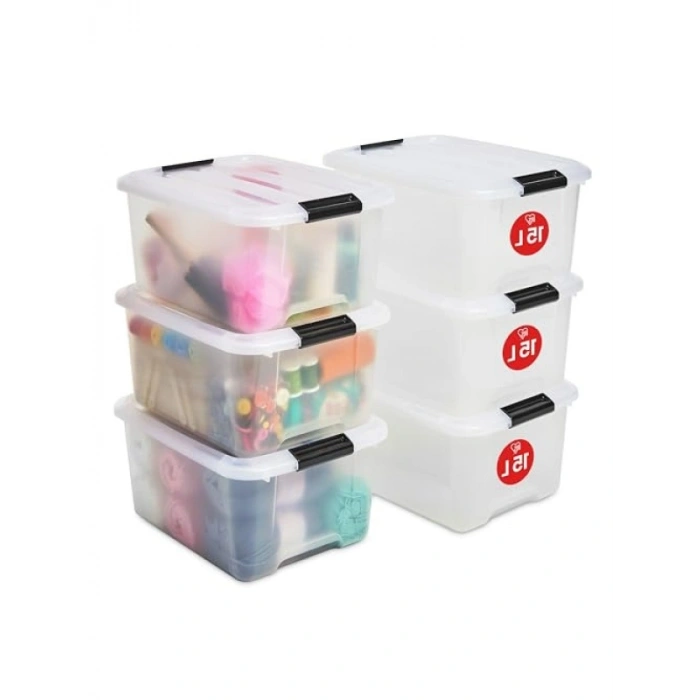 Şeffaf Kapaklı Plastik Saklama Kutuları, 15L, 6lı Set