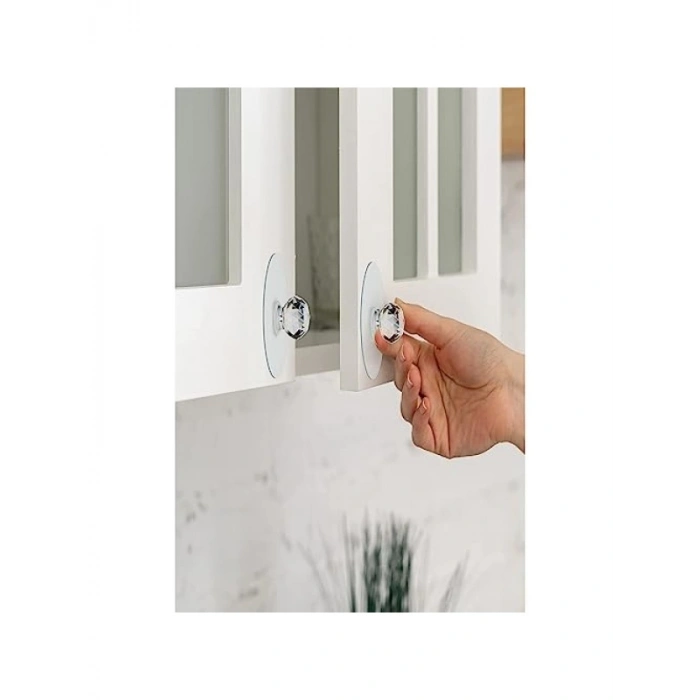 Şeffaf Kristal Başlıklı 2li Yapışkanlı Kulp Seti