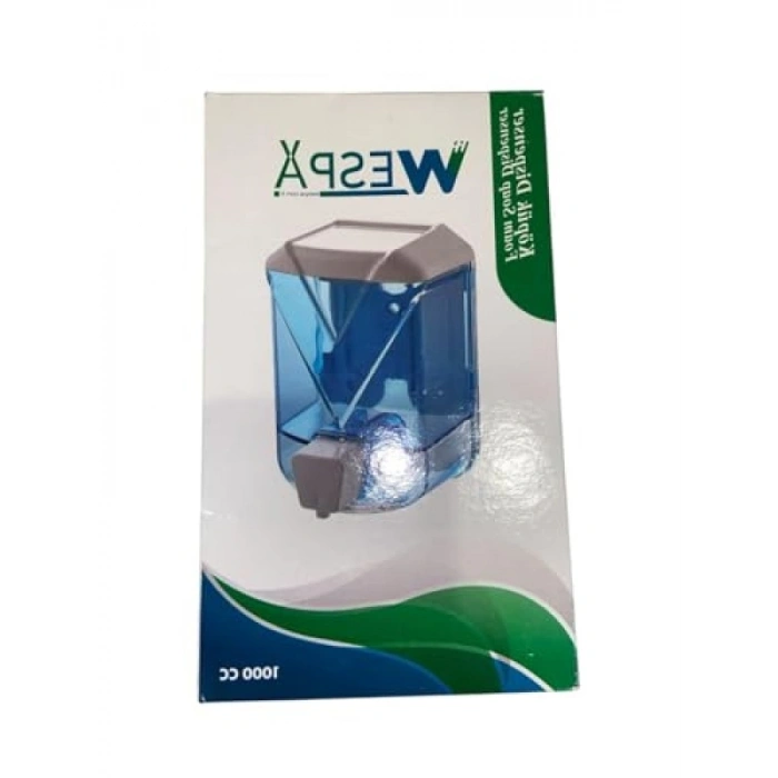 Şeffaf Mavi Köpük Sabun Dispenseri - Duvara Monte Edilebilir