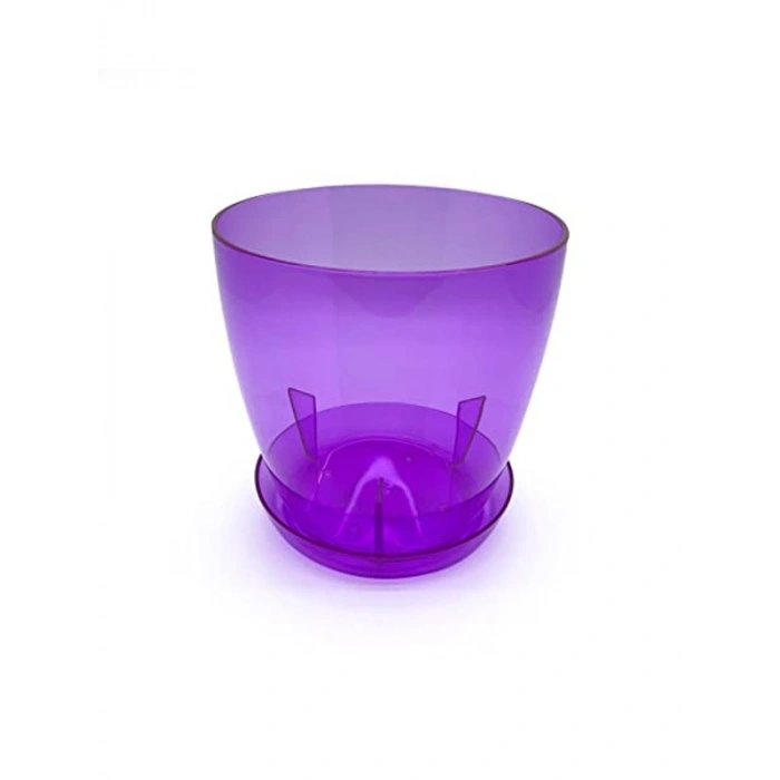 Şeffaf-Mor Renk Orkide Saksı Tabağı, 3 Litre Kapasite ile