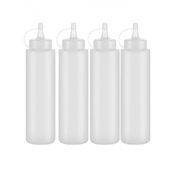 Şeffaf Plastik Sosluk Seti - 4 Adet, 700 ML Kapasite