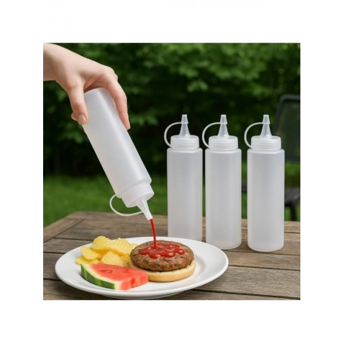 Şeffaf Plastik Sosluk Seti - 4 Adet, 700 ML Kapasite