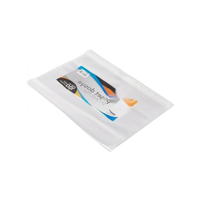 Şeffaf Poşet Dosya, 100 Adet, PP Malzeme, Kullanışlı ve Dayanıklı