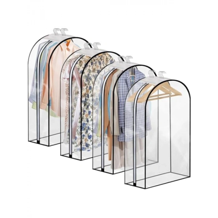 Şeffaf PVC Uzun Elbise Kılıfı - 60x100 cm