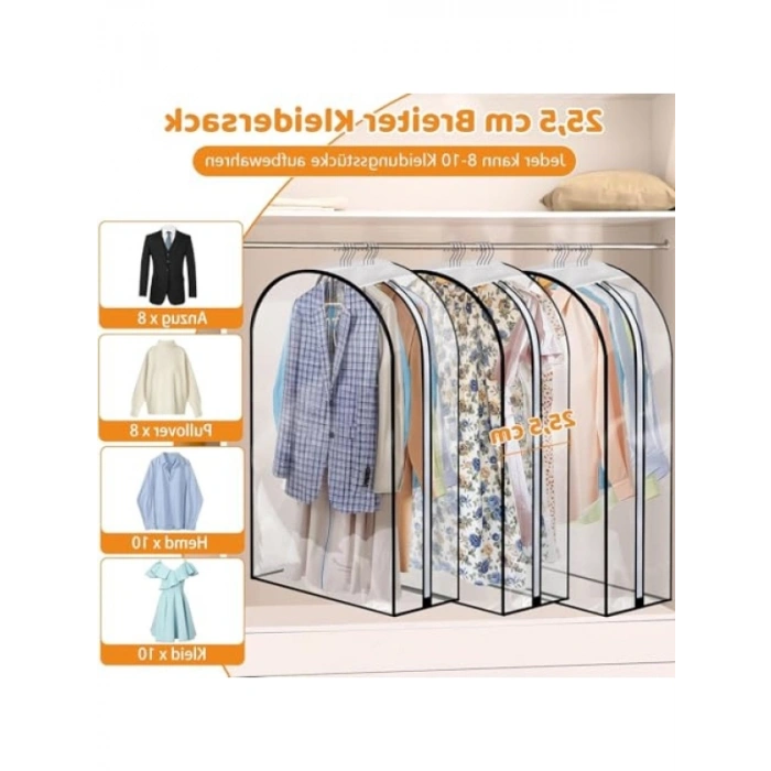 Şeffaf PVC Uzun Elbise Kılıfı - 60x100 cm