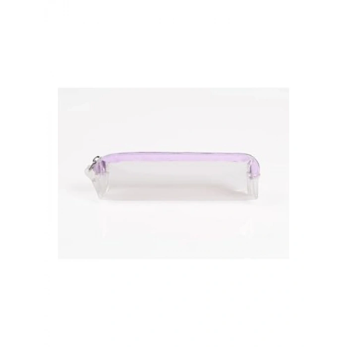 Şeffaf Renkli Fermuarlı Kalem Kutusu 19x4x5.5 cm - Mor