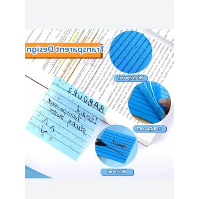 Şeffaf Renkli Yapışkanlı Not Kağıdı - Mavi - 50 Yaprak