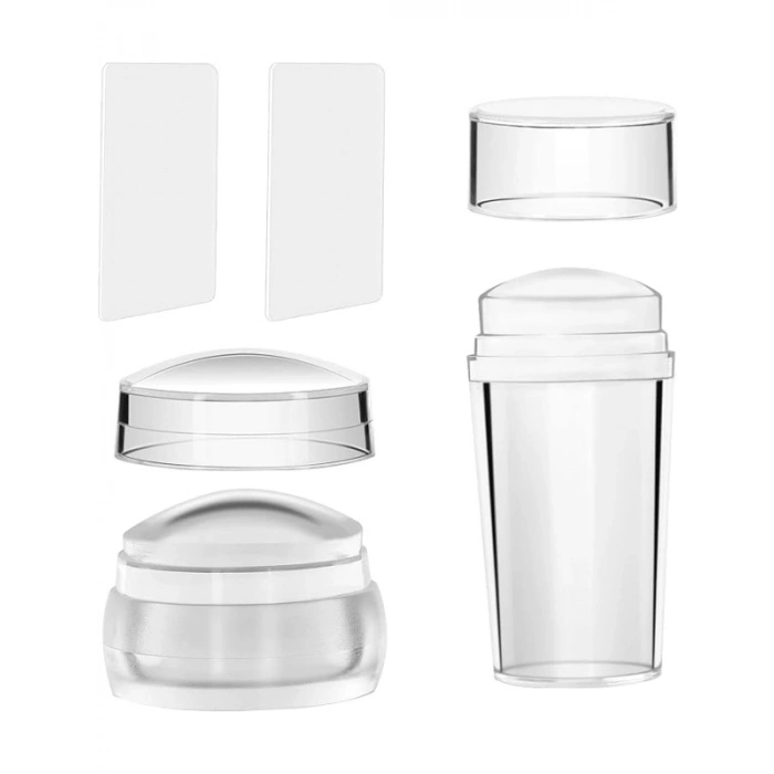 Şeffaf Silikon Nail Art Stamper Seti - Tırnak Baskı Aleti
