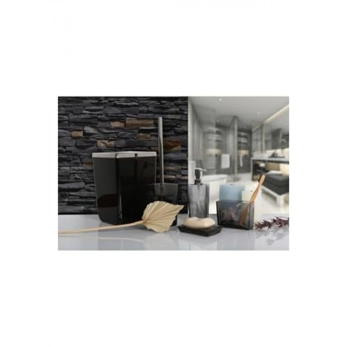 Şeffaf Siyah Banyo Seti